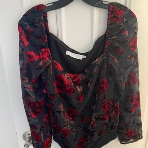 ASTR The Label Demetria floral print velvet bodysuit